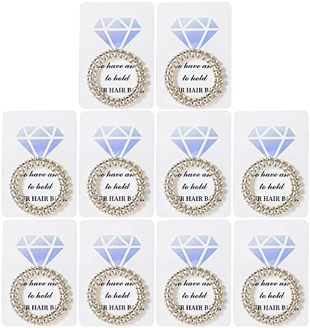 AMZMEET Bridesmaid Spiral Hair Ties with Diamond Card, Bachelorette Party Favors Scrunchies Set of 10,Bridesmaid Elastics Spiral 10 Count (Pack of 1)
