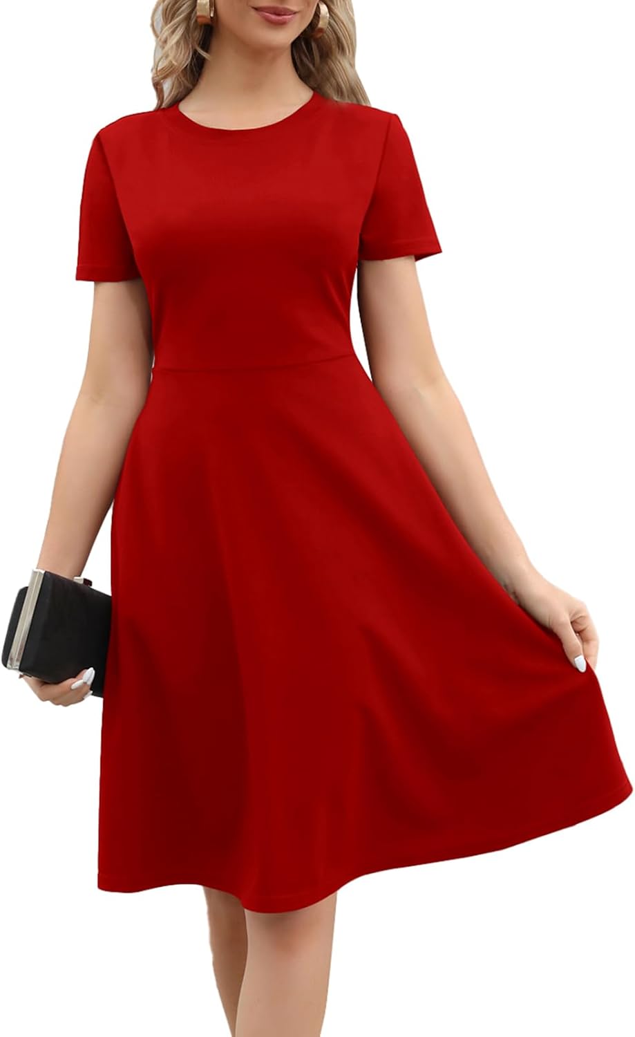 Women's 2025 Fit and Flare Dress Summer Casual Elegant Vintage Floral Printed Work Party A-line Dress with Pockets 162