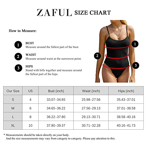 Zaful One Piece Swimsuit For Women Ribbed Texture Open Back Swimwear Buckle Closure Fully Lined Bathing Suit Black M #TOP5