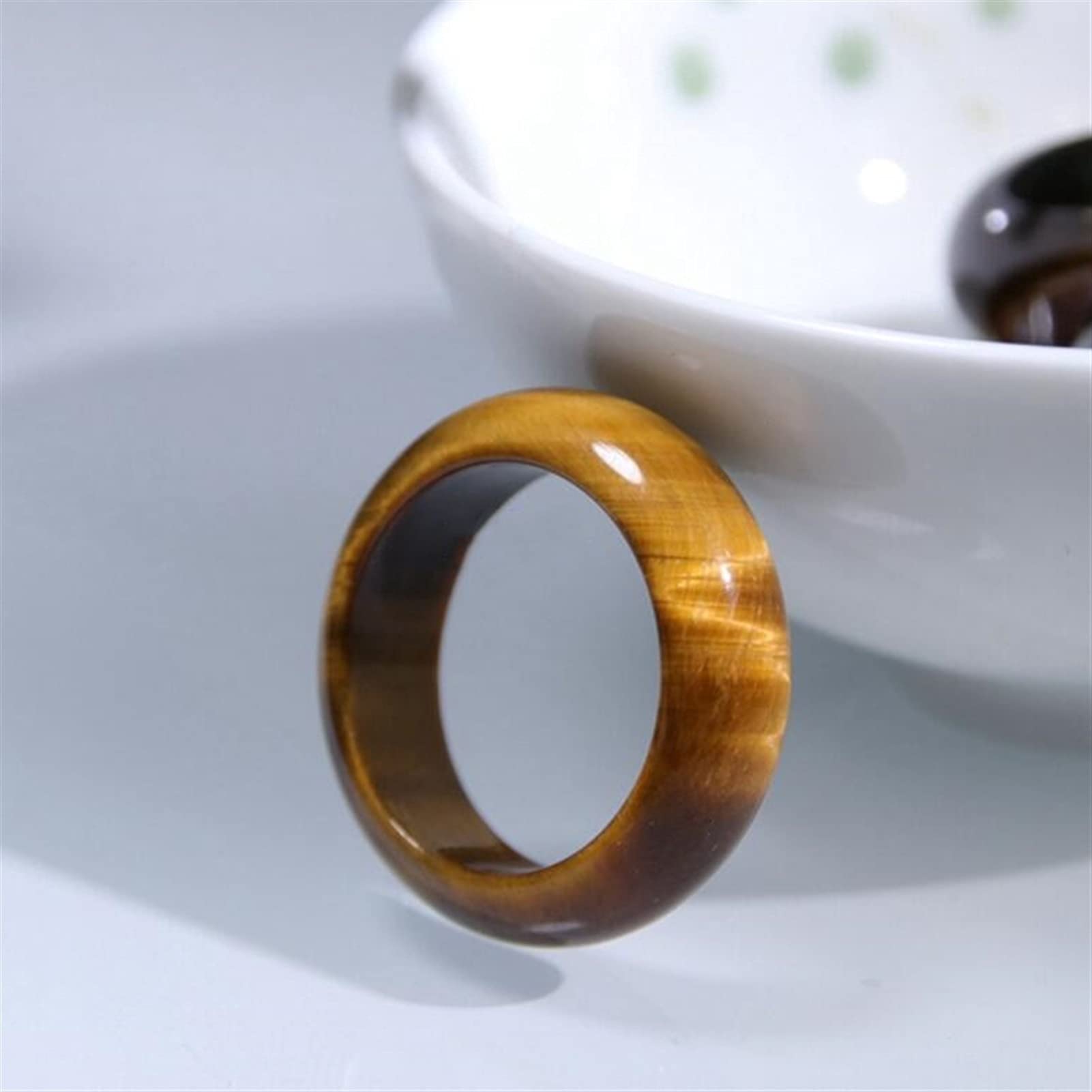 YZDKJ Jade Ring Natural Tiger's Eye Stone Ring Jewelry Lucky Auspicious Peace Amulet Men‘s And Women’s Fine Jewelry Jade Ring (Gem Color : 1 Diameter17-18mm)