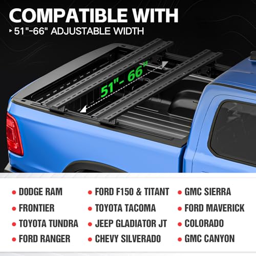 Image of YZONA Adjustable Truck Bed Racks Compatible with Tacoma /Silverado /Sierra /Ram /Tundra /Titan /Frontier /Colorado /Canyon /Ford F-Series /JT /Ranger /Maverick, Universal Cargo Cross Bar