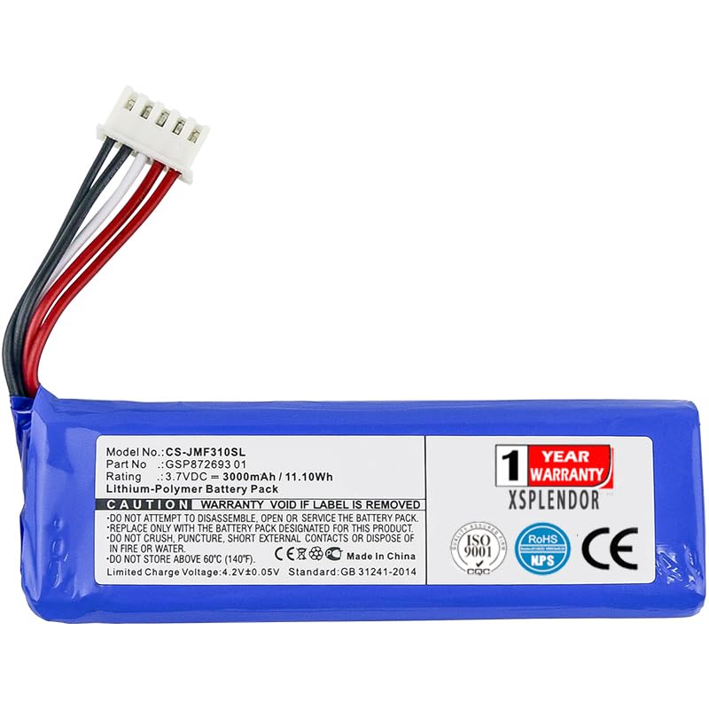 XSPLENDOR XPS Replacement Battery for JBL Flip 4, Flip 4 Special Edition PN GSP872693 01 3000mAh 3.7V