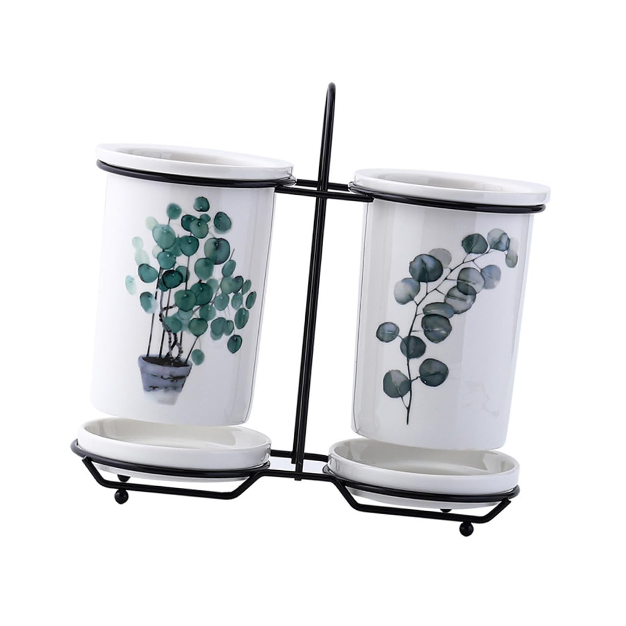 Support de Rangement pour Baguettes Égouttoir Facile à Nettoyer en Céramique et Fer Blanc Design Simple et Élégant Cuisine Maison