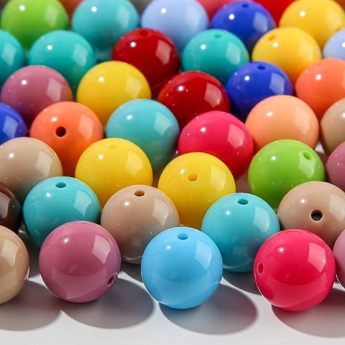 ANCADN 16mm Acrylic Beads Multicolor Acrylic Beads Round Colorful Beads for Spring Easter DIY Jewelry Making (deepcolor)