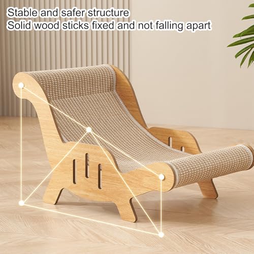 Cama rascadora de sisal para gatos de interior con función de sofá tumbona y poste integrado 7