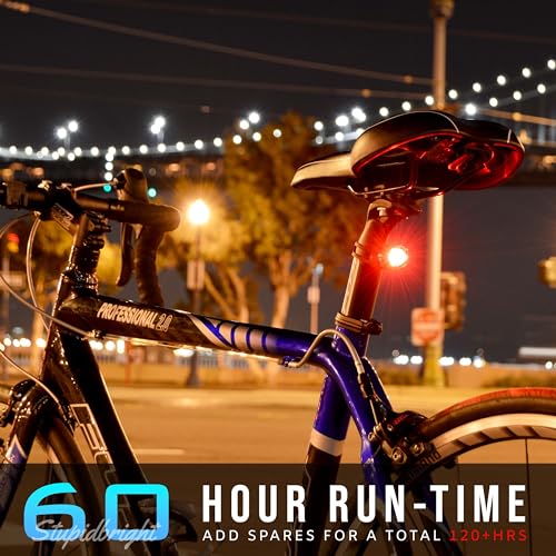 The Original Stupidbright SBR-1 Rear Bike Tail Light Mini Strap-On LED Micro LED Mini Rear Blinking Bicycle Lights Spare Batteries (2 Pack: Red & Red)