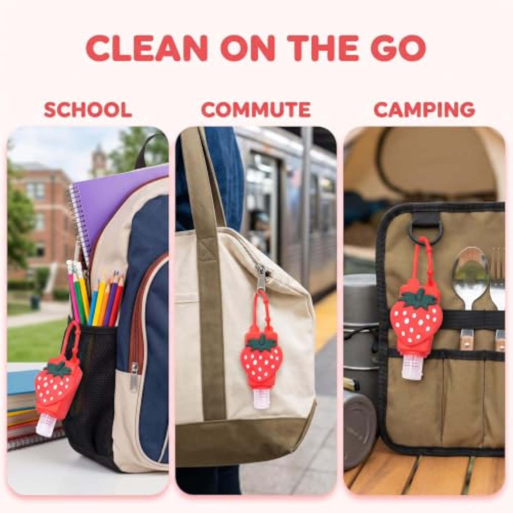 3 Pcs Strawberry Empty Travel Bottle Hand Sanitizer