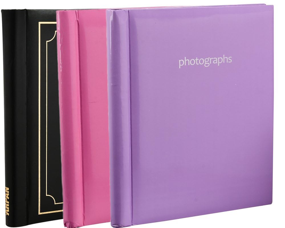 3 x Arpan Large Self Adhesive Photo Albums – 60 Sheets 120 Sides, Spiral Binder | Photo Album Self Adhesive Large Photo Albums Mixed Colour Set – Purple/Pink/Black — image 1