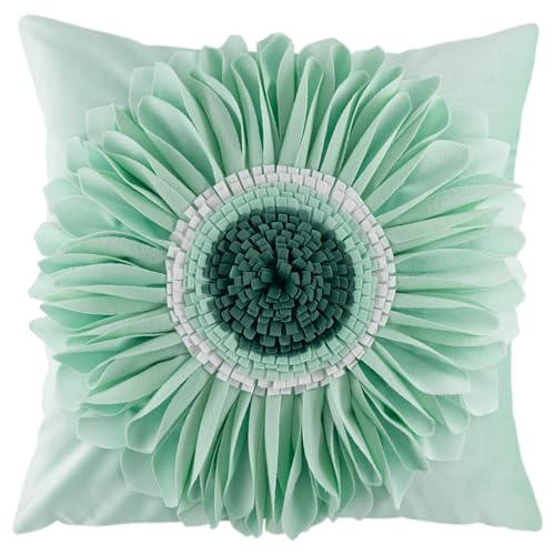 OiseauVoler Decorative 3D Flower Throw Pillow Cover for Couch 18 x 18 Inch