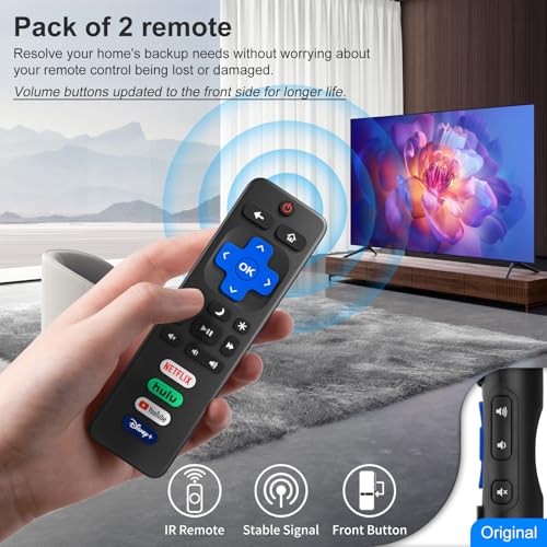 Image of (Pack of 2) Replacement for Roku-TV-Remote-Control, for TCL Roku /Onn Roku /Hisense Roku /Sharp Roku /Philips Roku Series Smart TVs (Not for Roku Stick, Box, Premiere and Players)