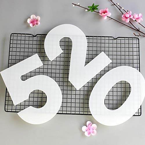 0-8 Numeral Cake Stencils Molds 10 Inch Arabic Number Cake Maker Decorative Fillings Layered Cake Baking Tools for DIY Wedding Birthday Anniversary, White (10 inch) - Thumbnail 7
