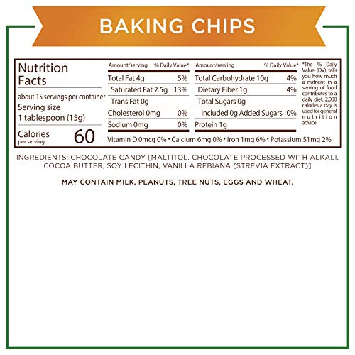 Russell Stover Sugar Free Semi-Sweet Baking Chips, 8 oz. Bag, Brown