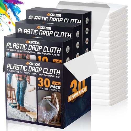 Axgatoxe Manteles Plásticos para Pintura 12 x 9 pies (Paquete de 30) miniatura 1