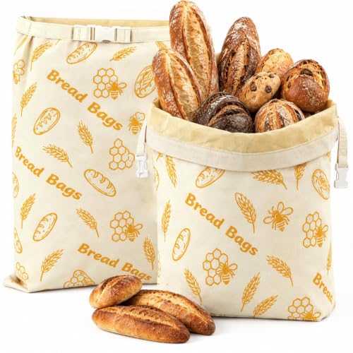 FLYGRRIV Bienenwachs Brotbeutel 2 Stück, Wiederverwendbar für Brot 43×33 cm – Ansicht 1