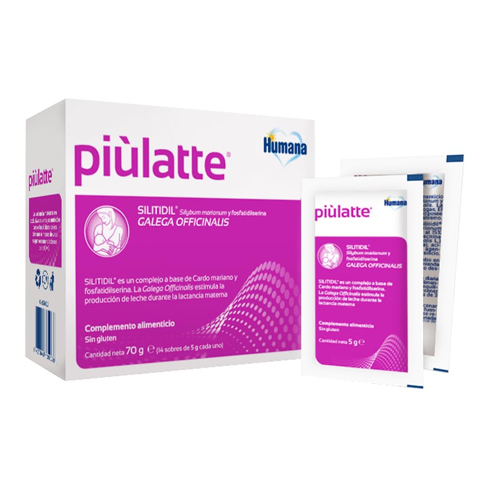 Humana Piùlatte, complemento alimenticio con extractos de hierbas para producción de leche materna, 14 sobres