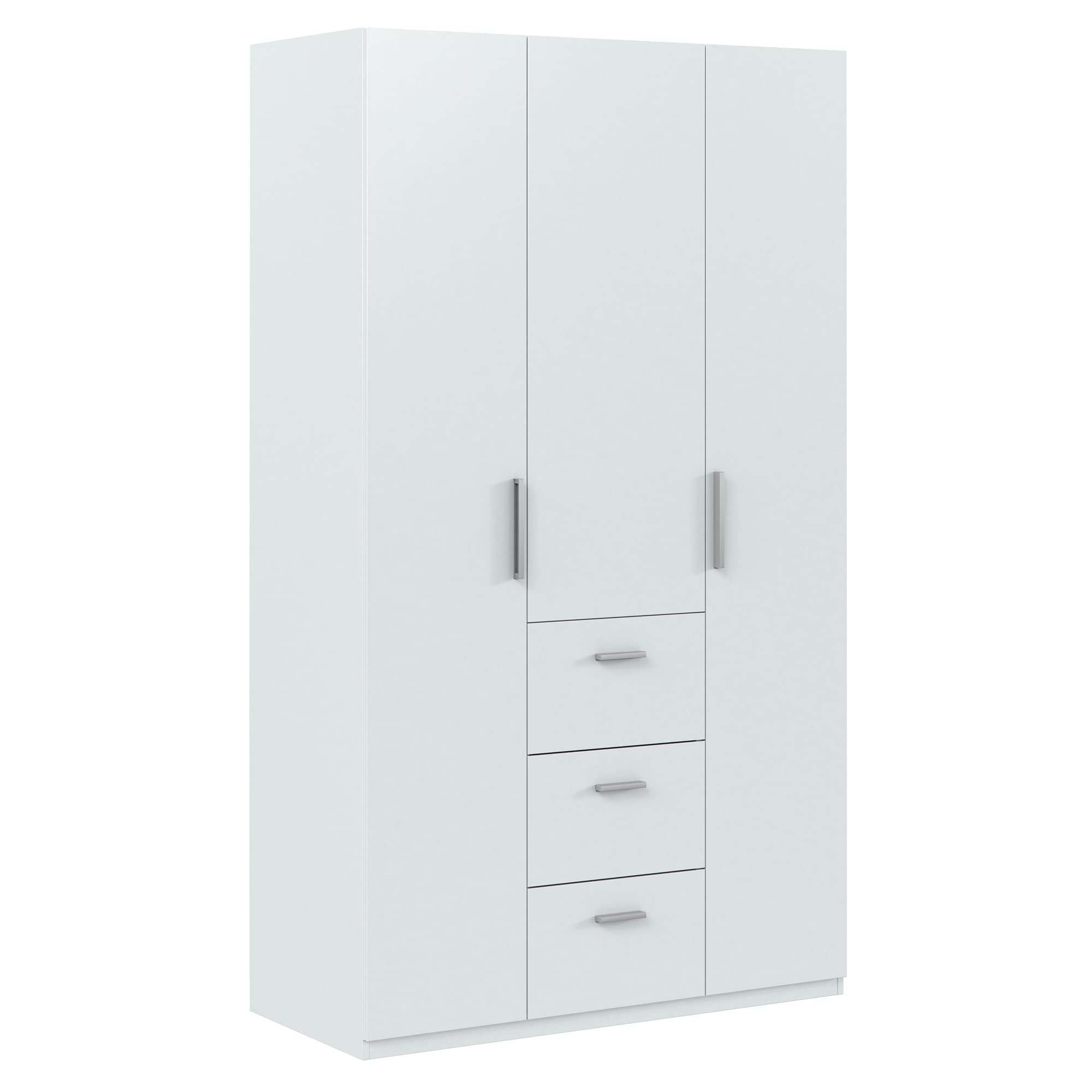 HOMN LIVING Armario ropero Lisa 3 Puertas y 3 Cajones Color Blanco Brillo, 117 cm (Ancho) 52 cm (Profundo) 203 cm (Altura)