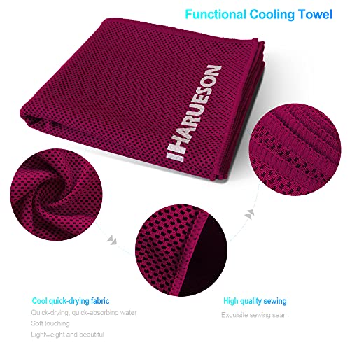 Biharueson Cooling Towels Microfiber Towels For Sports Quick Dry Super Absorbent Gym Towels Yoga Towels Travel Towels Cooling Sports Towel,For Camping Fitness Golf Cycling Hiking Bath 40X12In Crimson #TOP6