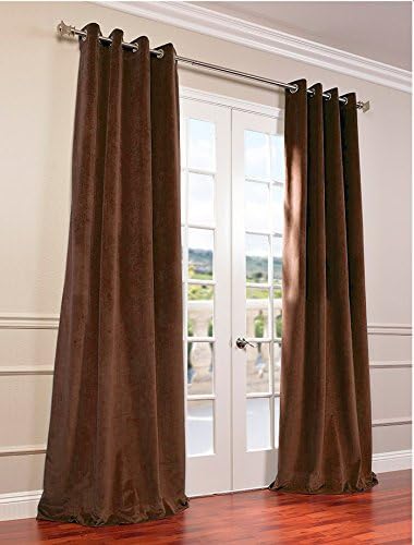 Fascination Royal Window/Door 100% Thick Cotton Velvet Lined Blackout Eyelet/Gormmet Curtain-50''w X 120''h-Choco