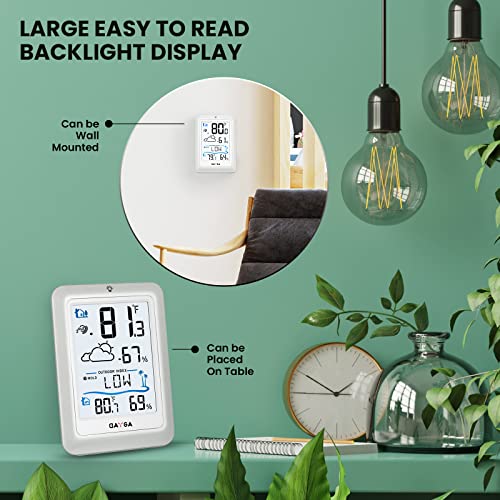 Bayga Indoor Outdoor Thermometer Wireless Digital Hygrometer, High Precision Temperature Humidity Gauge Monitor With 330Ft Range Remote Sensor, Backlight Room Thermometer With Outdoor Index #TOP6