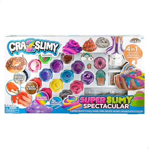 ColorBaby CRA-Z-Art - Set Super Slimy, Pack 14 Botes Slime de Colores, Incluye Accesorios Decorativos, Abalorios, Glitter, Charms, Juego para moldear y Crear, Manualidades para niños 6 años, 47170