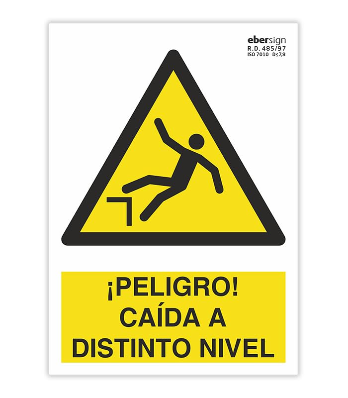 EberSign | Señal de Advertencia '¡Peligro! Caída a Distinto Nivel' Normativa ISO (A5)