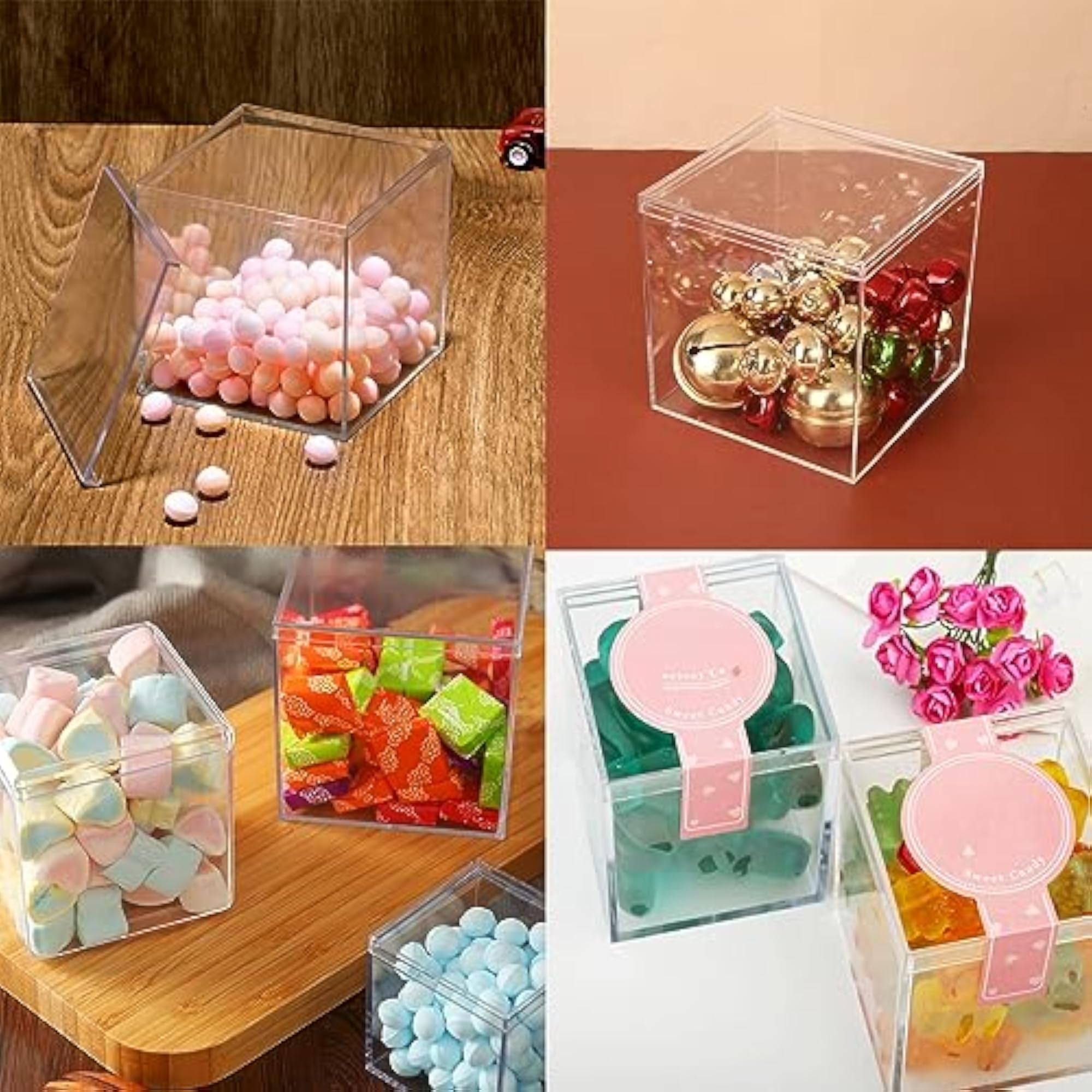 4Pack Clear Acrylic Box with Lid for Display