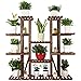 Ufine 9 Tier Wood Plant Stand 47.2" High Widen Carbonized 17 Potted Flower Pot Organizer Shelf Display Rack Holder for Indoor Outdoor Patio Garden Corner Balcony Living Room