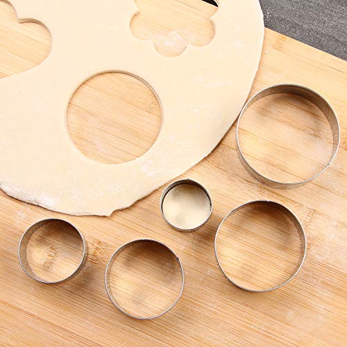 20pcs Cookie Cutter set, Mickey & Heart & Flower & Round Shapes Cookie Cutters Molds for Biscuits, Cakes, Vegetable and Sandwiches, 0.4mm Thickness & 2.5cm in height Stainless Steel Baking Tools