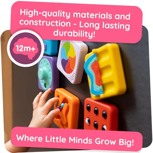 Fat Brain Toys PlayTab Essentials, Modular Sensory Activity Board, Busy Board for Toddlers and Babies Ages 12 Months+