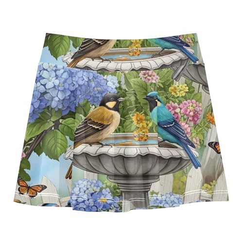 Fun Cute Athletic Shorts Girls Skorts Tennis Skirts Kids Teen Skirt Vibrant Garden Colorful Birds 4t