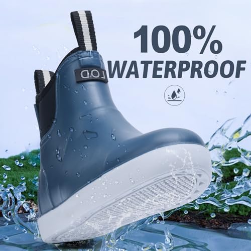 Image of Men's Deck Boots Waterproof Rain Boots Slip On Fishing Booties Ankle Booties Chelsea Boot Men botas para hombre for Gardening Fishing Boating Camping Sailing Dark Blue