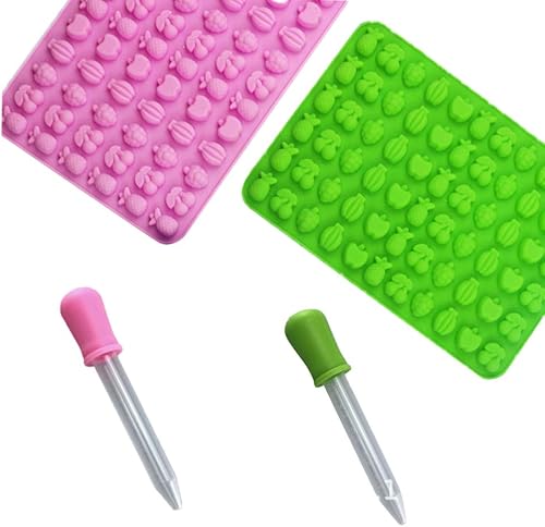 Miniatura 5 de Hemoton Bandeja de postre 2 piezas de silicona de chocolate con 32 cavidades en forma de frutas, caramelos para hornear, bandejas de cubitos de