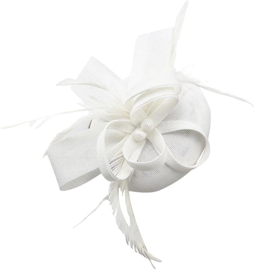 MYADDICTION Women Bow Feather Headband Fascinator Hat Weddings Ladies Day White Clothing Shoes & Accessories | Womens Accessories | Fascinators & Headpieces