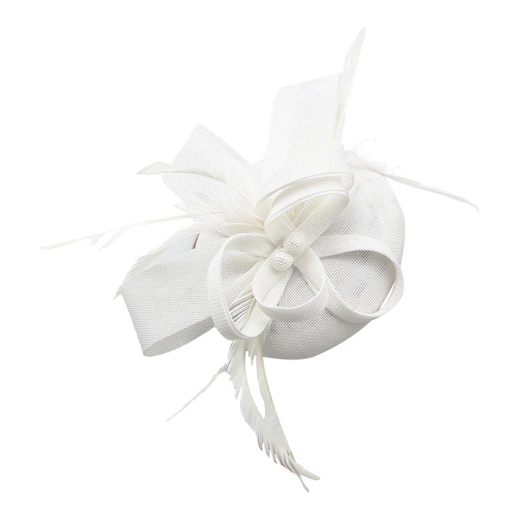 MYADDICTIONWomen Bow Feather Headband Fascinator Hat Weddings Ladies Day White Clothing Shoes & Accessories | Womens Accessories | Fascinators & Headpieces