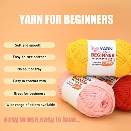 Yarn For Crocheting And Knitting Cotton Crochet Knitting Yarn For Beginners With Easy-To-See Stitches Cotton-Nylon Blend Easy Yarn For Beginners Crochet Kit(3X50G)-Yellow+White+Green #TOP1