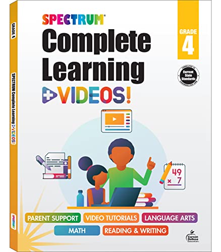 Spectrum Complete Learning + Videos 4th Grade Workbook, Language Arts, Reading Comprehension,...