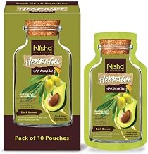 Nisha Care Hair & Beard Colour Gel, Dark Brown, 100% Grey Coverage, No-Ammonia, Long Lasting, Professional Dye for Men & Women, Vegan, No Parabens - Pack of 10 Pouch, 30 Ml Each