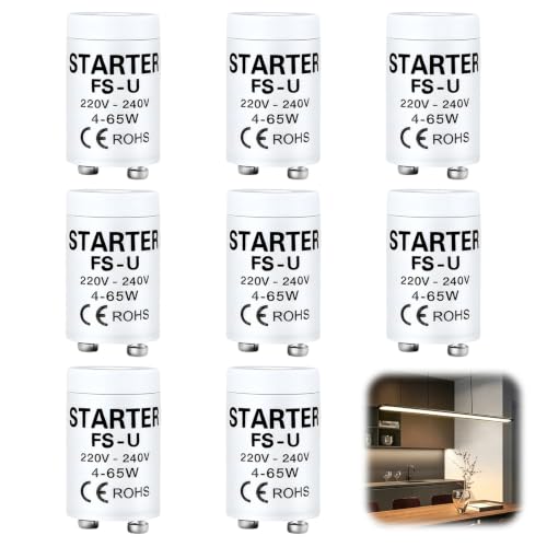 6 Piezas Cebador Fluorescente Lighting Starter, para 4 65W y 220 240V Tubos