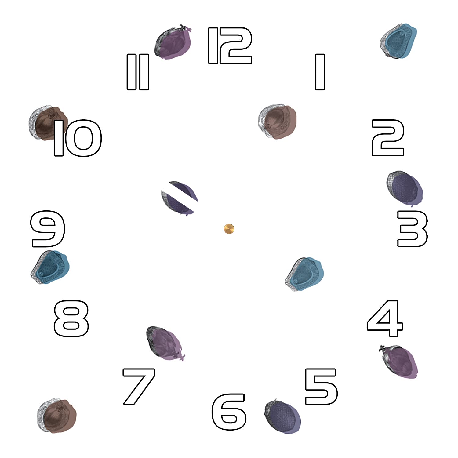 Horloge en verre 30x30 cm murale moderne avec aiguilles blanches pour salon et cuisine