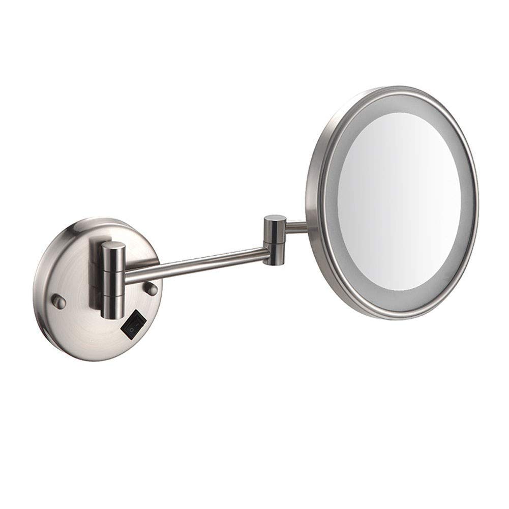 Miroir de rasage de salle de bain LED rond 8 pouces rechargeable USB