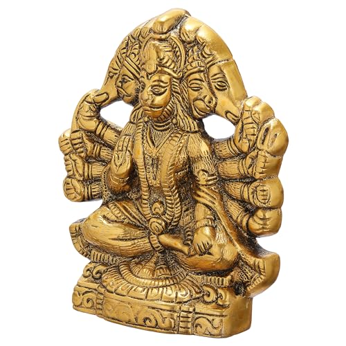 Image of TIED RIBBONS Panchmukhi Lord Hanuman Idol (Small, Metal, 5.3 Inch x 4 Inch) for Home Decor Pooja Room Bedroom Office Table Wall Bajrangbali Murti Statue Showpiece Gifting Decoration Items