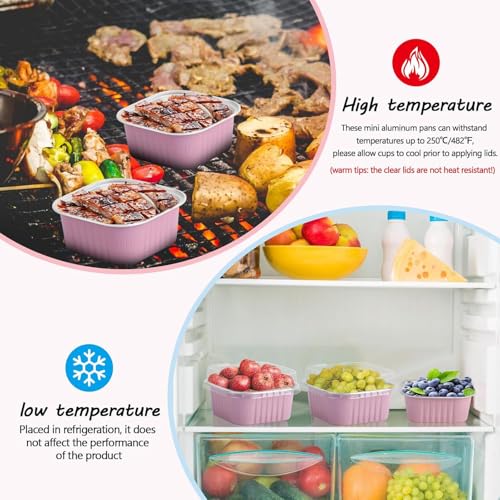 Mini moldes para postres sin desmoldar, recipientes de aluminio de 150 ml con tapas y cucharas 6