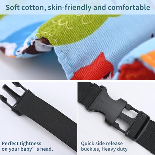 Image of Luckyiren Head Support for Stroller Car Seat - Head Band Strap Headrest for Sleeping Traveling for Toddler Kids Children Child Baby Infant- Pink