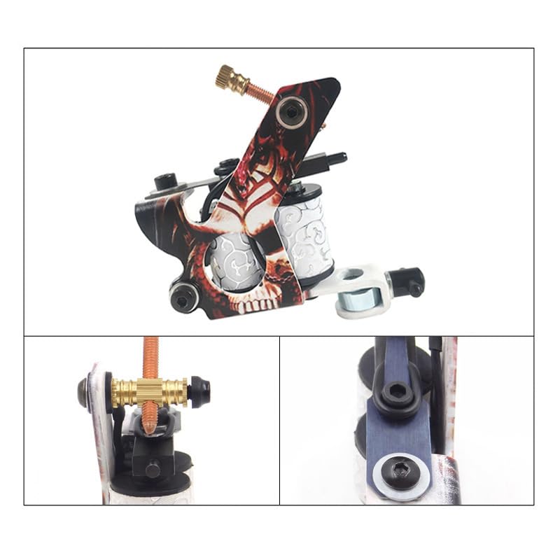 Tattoo Kit for Beginners Coil Tattoo Machine Kit Dual Liner Shader Set with Power Supply 5RL 5M1 Cartridges Pedal Transfer Paper Compact Set for Starter Artists