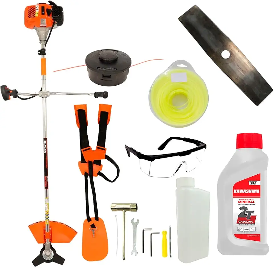 Roçadeira Lateral Gasolina Vr620h 2t 62cc 3hp Vulcan Com Kit oleo Mineral