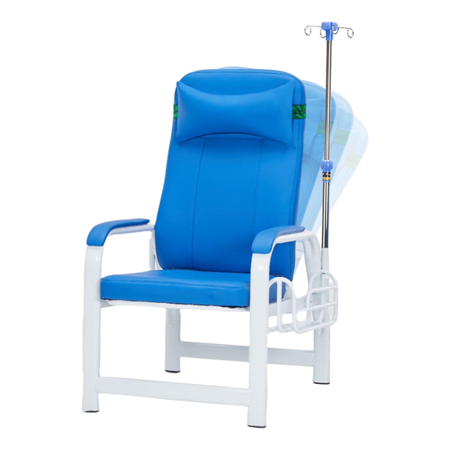 Sedia reclinabile medica con braccioli e palo IV per flebotomia e laboratorio, design portatile e imbottito