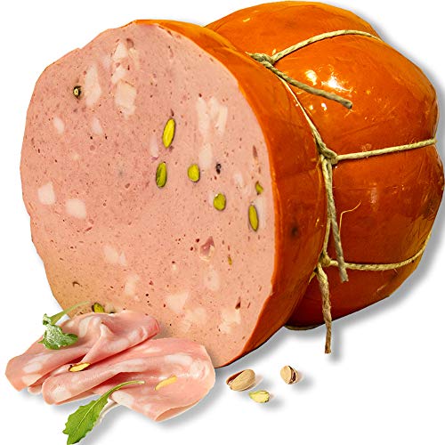 Mortadella di Maialino Nero con Pistacchio | 4 Kg | Macelleria Longo | Gluten Free | Altissima Qualità Artigianale | Eccellenza della Campania | Ideale per Pranzi Cene e Cenoni | Idea Regalo