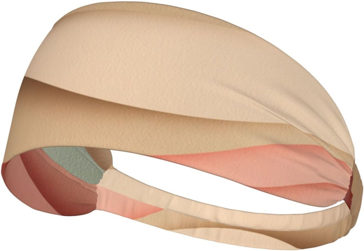 Minimal Paper Layered Shape Peach Beige Pink Headband Sports Sweatbands for Men Women Hairband for Workout Athletic Running Yoga Basketball Gym