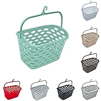 Durable Plastic Peg Tidy Basket Laundry/Clothes Pegs with Handle Light Weight Convenient Size for All Garment Hanging with Hook Washing Line Airer Basket (MintGreen Peg Basket)