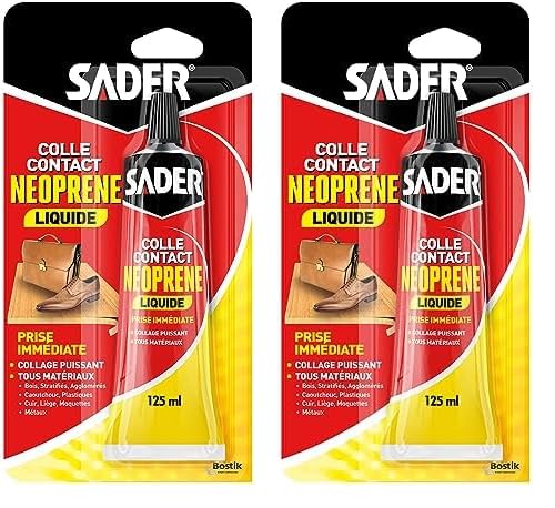 Sader Colle Contact Néoprène Liquide – Colle Extra Forte Tous Matériaux – Prise Immédiate – Idéale pour Surfaces Horizontales – Applicable au...